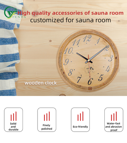 Sauna Room Wooden Clock
