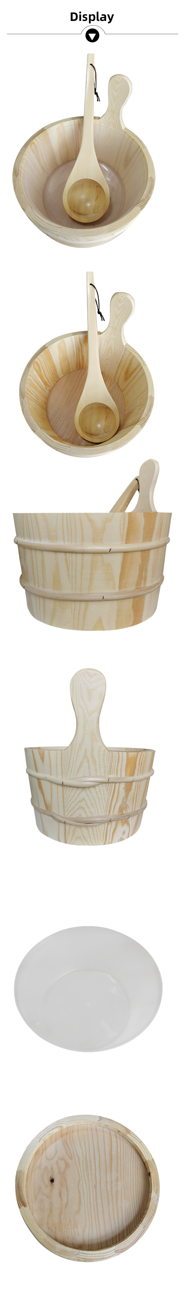 Wooden Bucket and Ladle for Sauna Room Use