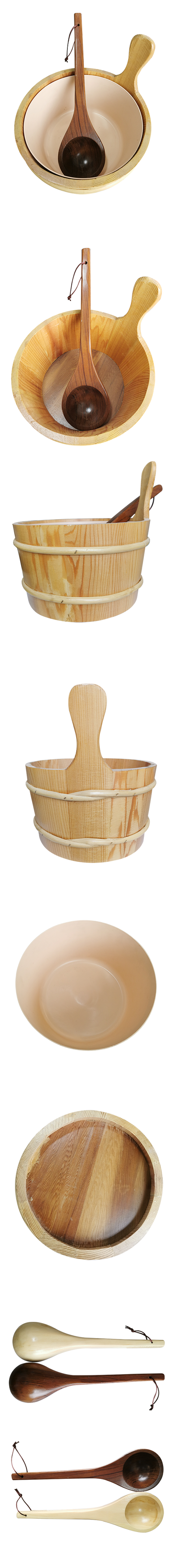 Wooden Bucket and Ladle for Sauna Room Use