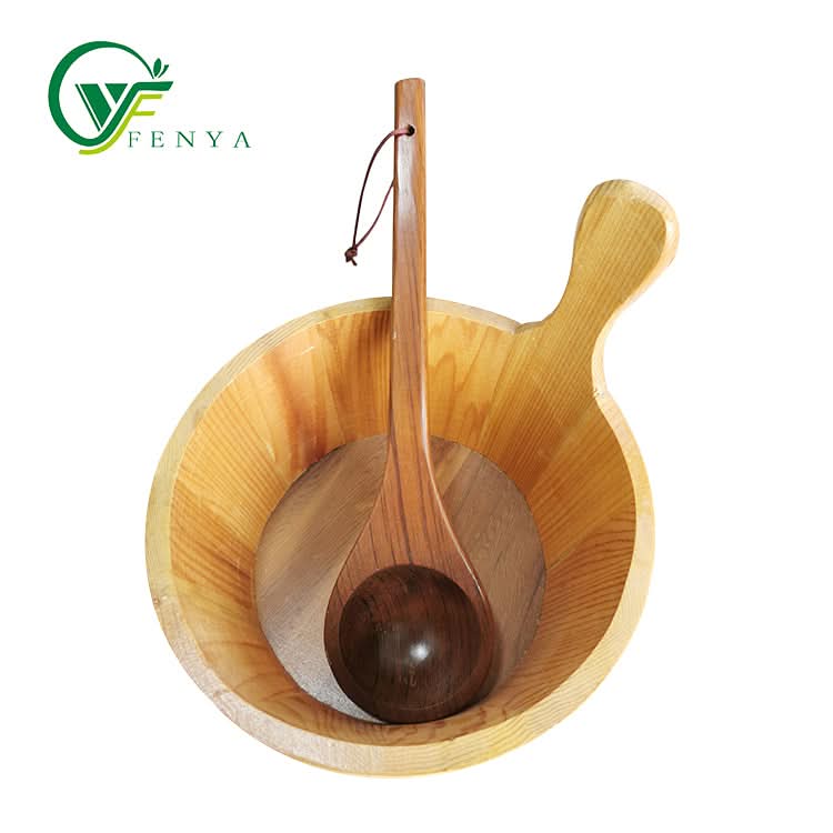 Wooden Bucket and Ladle for Sauna Room Use