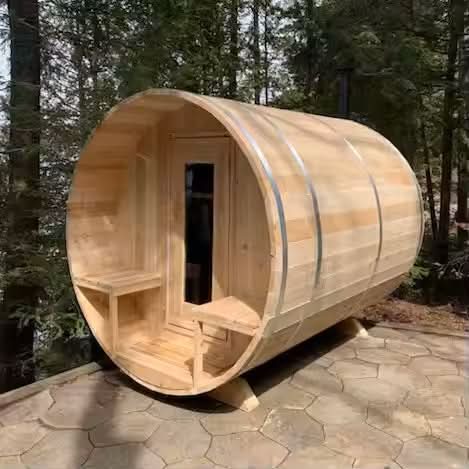FENYA Factory Customized Outdoor Modern Square Sauna with Full Glass Front, LED Lighting & Smart Control