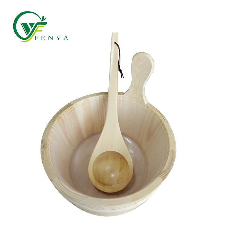 Wooden Bucket and Ladle for Sauna Room Use