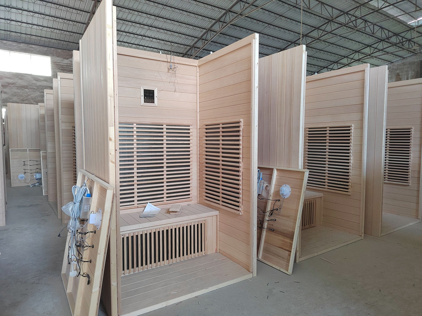 FENYA Factory Customized Outdoor Modern Square Sauna with Full Glass Front, LED Lighting & Smart Control