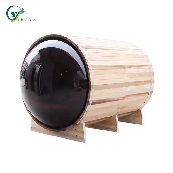 FENYA Factory Customized Outdoor Modern Square Sauna with Full Glass Front, LED Lighting & Smart Control