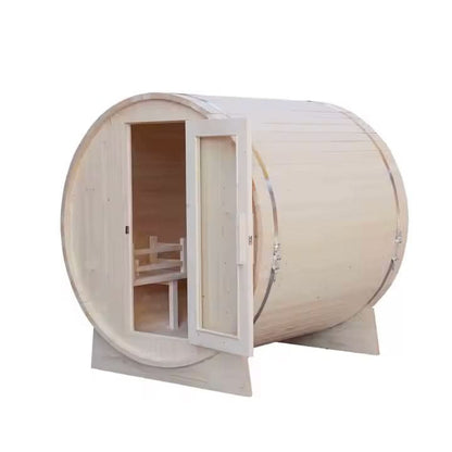 FENYA Factory Customized Luxury Outdoor Barrel Sauna with Panoramic Acrylic Dome Front