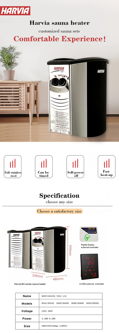 Harvia BX Sauna Heater: High-Performance Electric Stove (4.5kW - 18kW) for Residential & Commercial Saunas